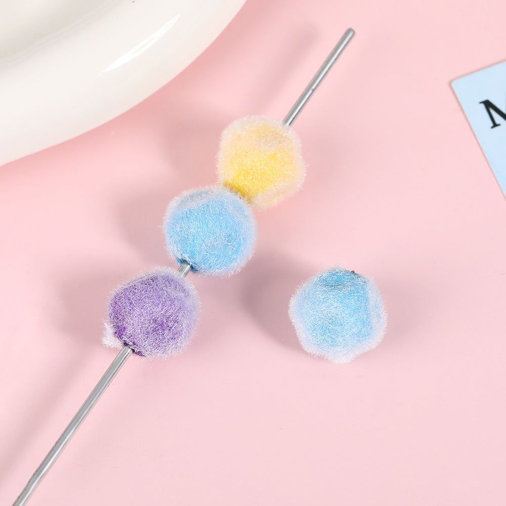 Wholesale 50pcs Plush Fig Beaded Jewelry Accessories Colorful Loose Beads Long Hair Mobile Phone Chain Pendant Material